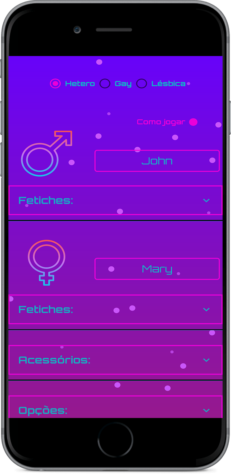 Jogo de desafios para casais.